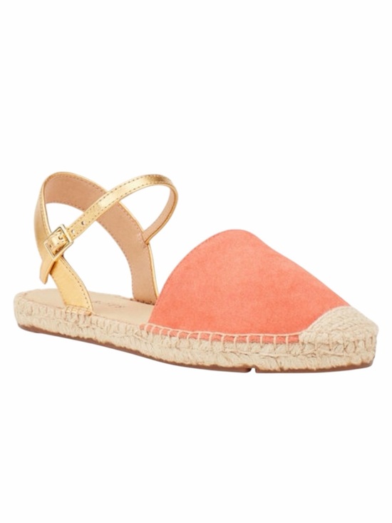 Shoes - NEW Talbots Coral Suede & Gold Leather Izzy D’Orsay Espadrille Flats Sandals 10